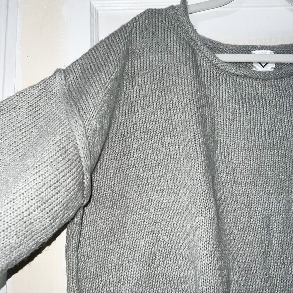 Freshman 1996 Wide Neck Distressed Knit Sweater - Gray, Size M - Picture 2 of 12